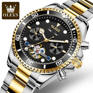 OLEVS Luxury Brand 6605 Men WristWatch Stainless Steel Band Automatic Mechanical Watch Men Relogio Montre Homme Clock